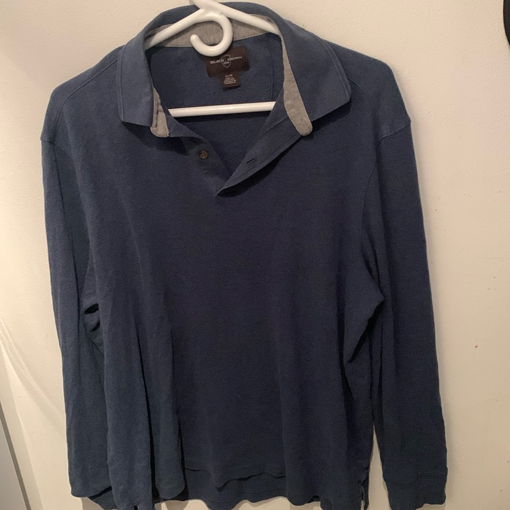 Ultra Soft Pure Cotton Long Sleeve Blue Polo from Black Brown 1826 SZ XL